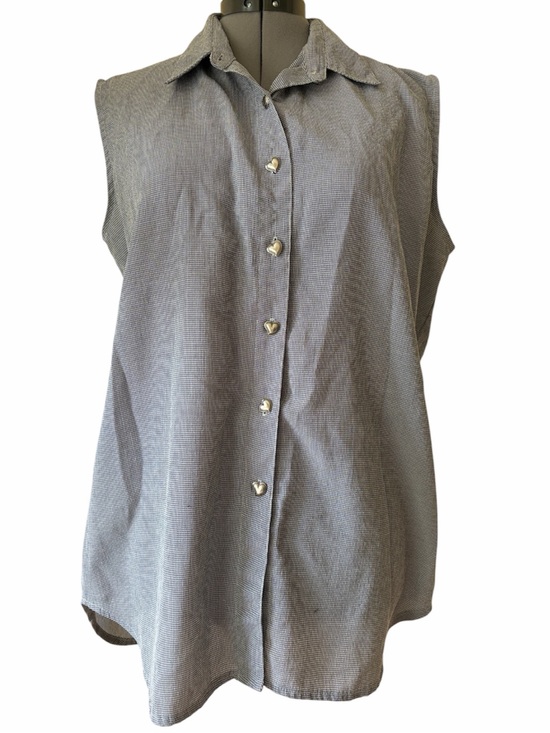 Vintage Tops - Vintage Darlyn Made in USA Sleeveless Button Down Blouse Houndstooth Tank Top